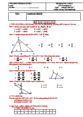 Đề kiểm tra 1 tiết môn Hình học khối 8